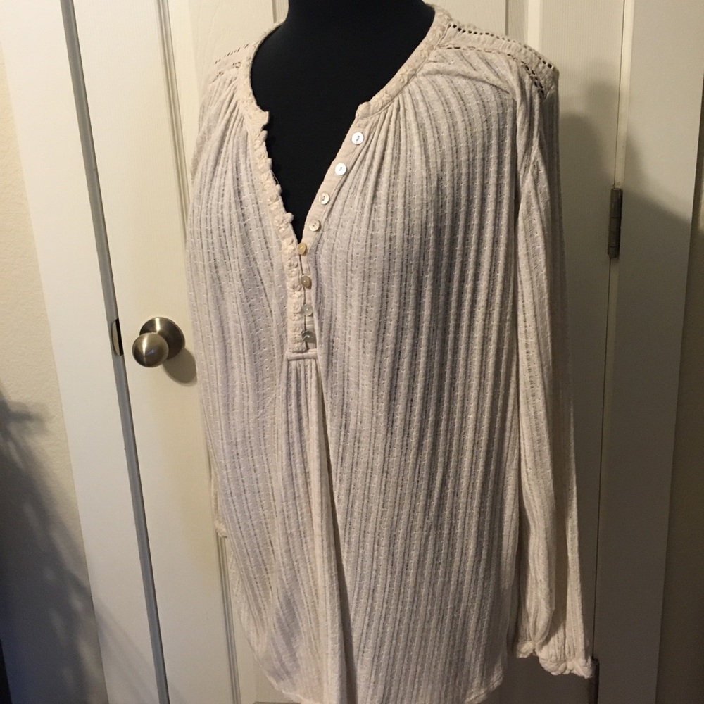 Lucky Brand cream knit / crochet tunic sz XL